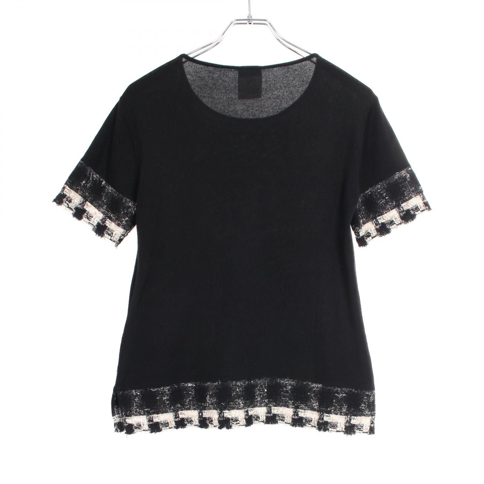 Chanel Black White Beige Tweed Knit Cashmere P 25262w 03472