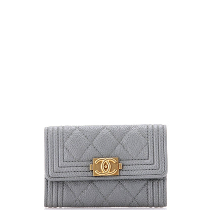 Chanel Boy Flap Card Case Quilted Caviar