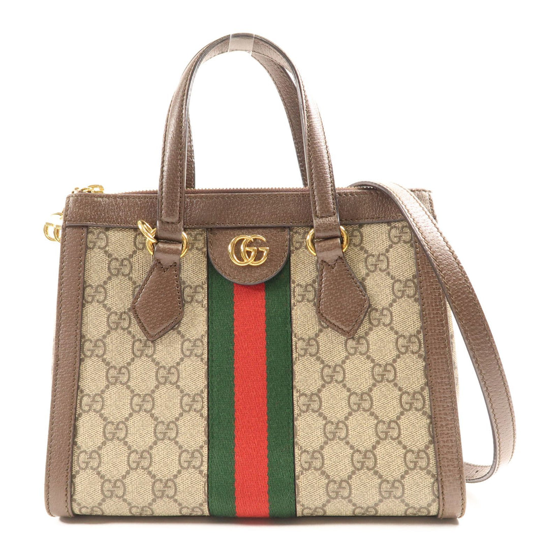 Gucci Layered Canvas Ophidia Small Tote Hand-turned Shoulder And Back Bag 2way Shoulder Bag Brown Pvc Coated Canv