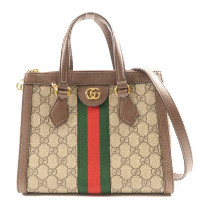Gucci Layered Canvas Ophidia Small Tote Hand-turned Shoulder And Back Bag 2way Shoulder Bag Brown Pvc Coated Canv