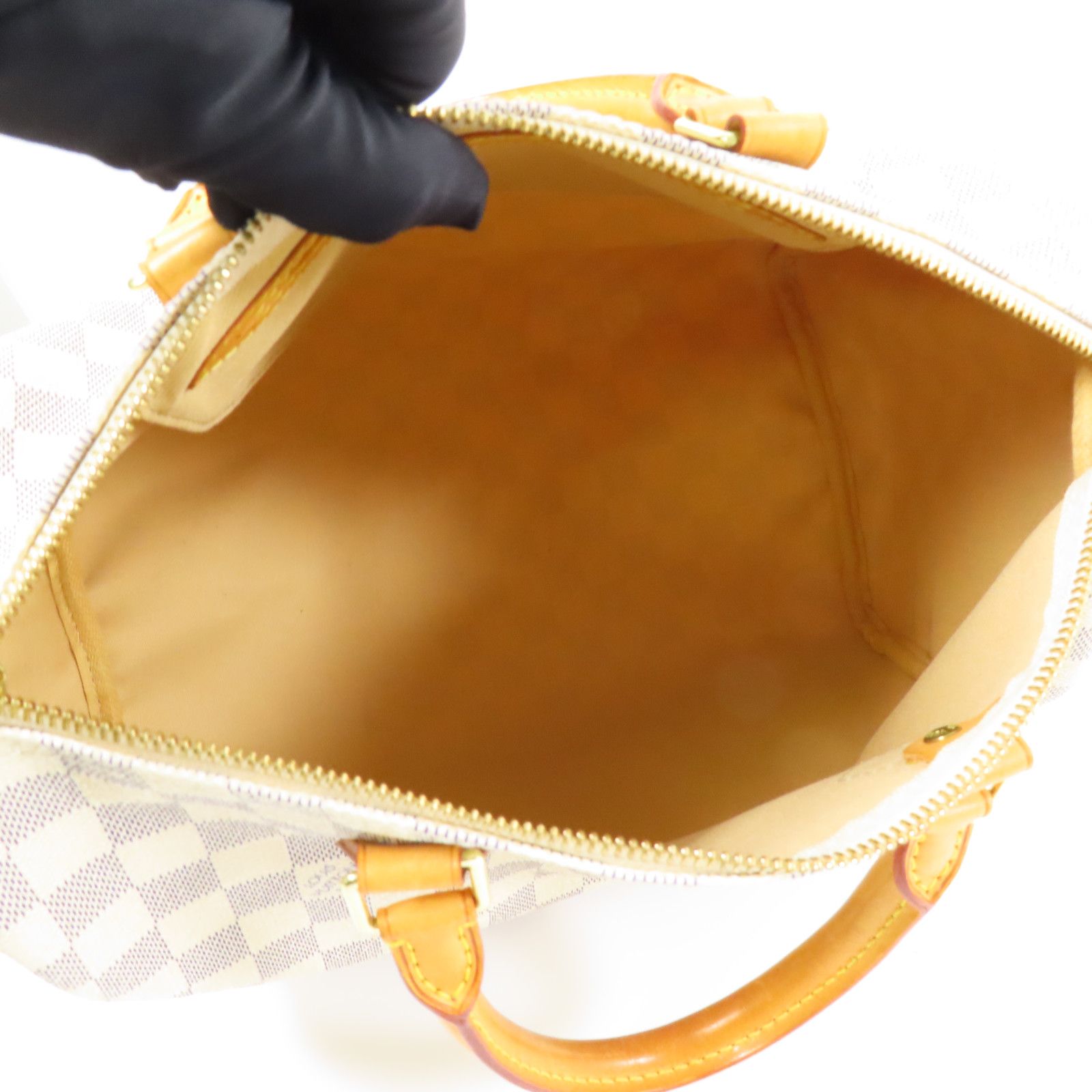 Louis Vuitton Speedy 30 Gold Handmade Bag White Handbag