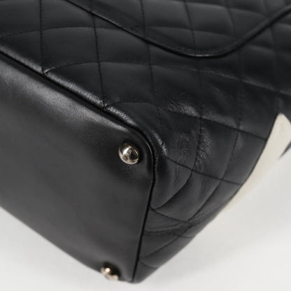 Chanel Matelasse Cambon Line Coco Mark Tote Bag Lambskin Black Cc Auth