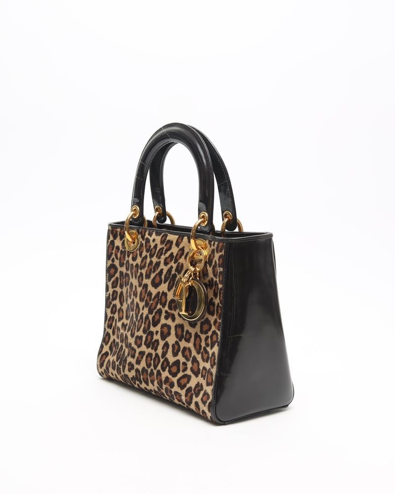 Christian Dior Medium Leopard Lady Dior Bag