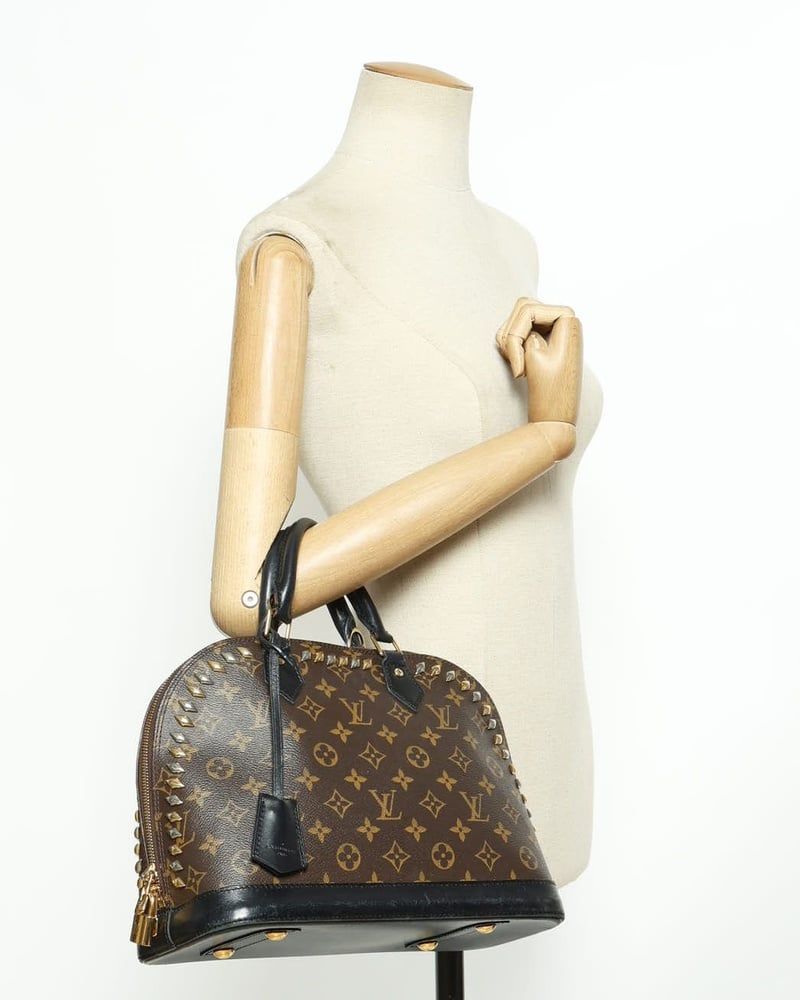 Louis Vuitton Monogram Macassar Studded Alma PM Bag