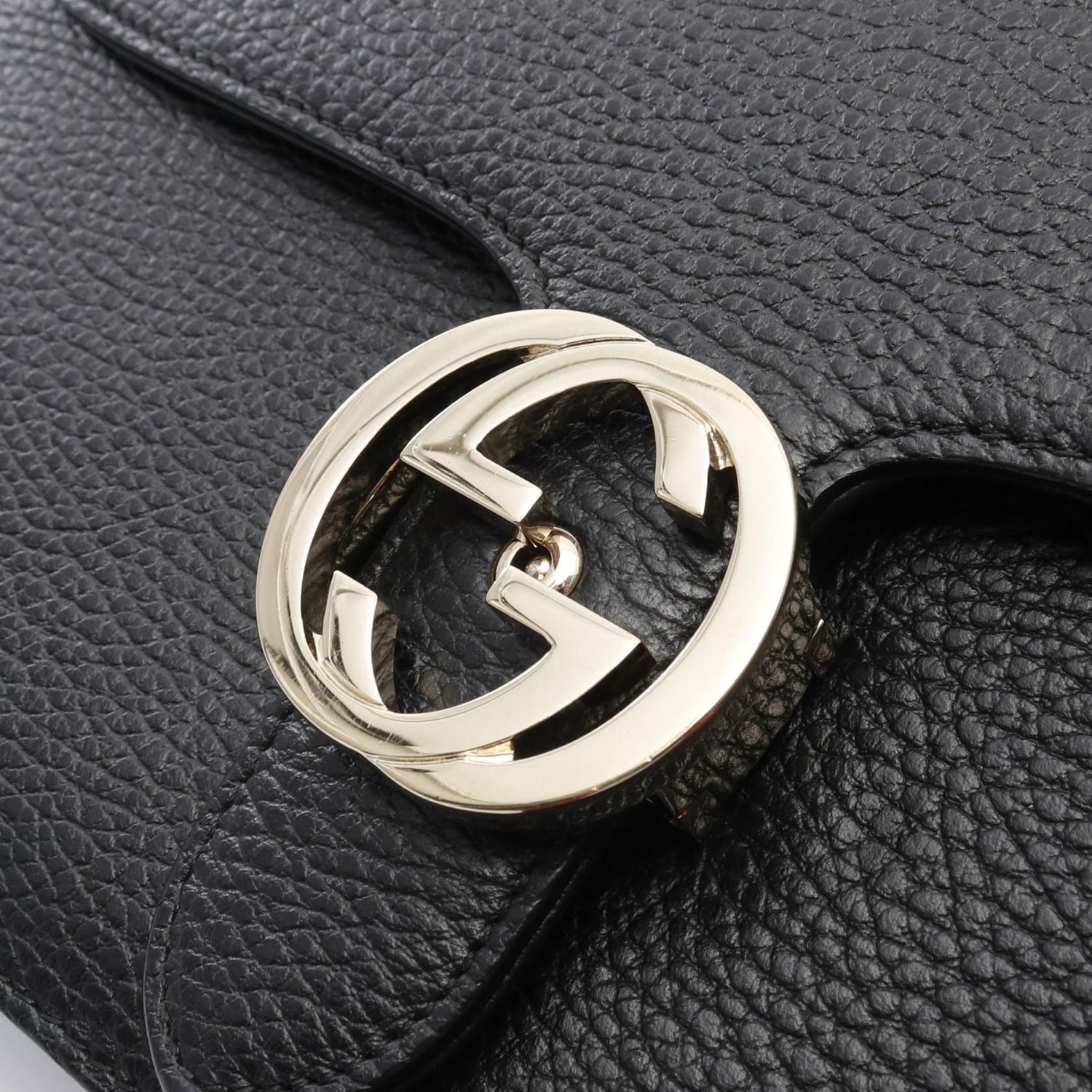 Gucci Interlocking G Shoulder Bag Black Leather 510303