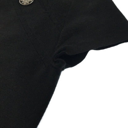 Hermes Short Sleeve Sweater Cashmere Silk Knit Black 34
