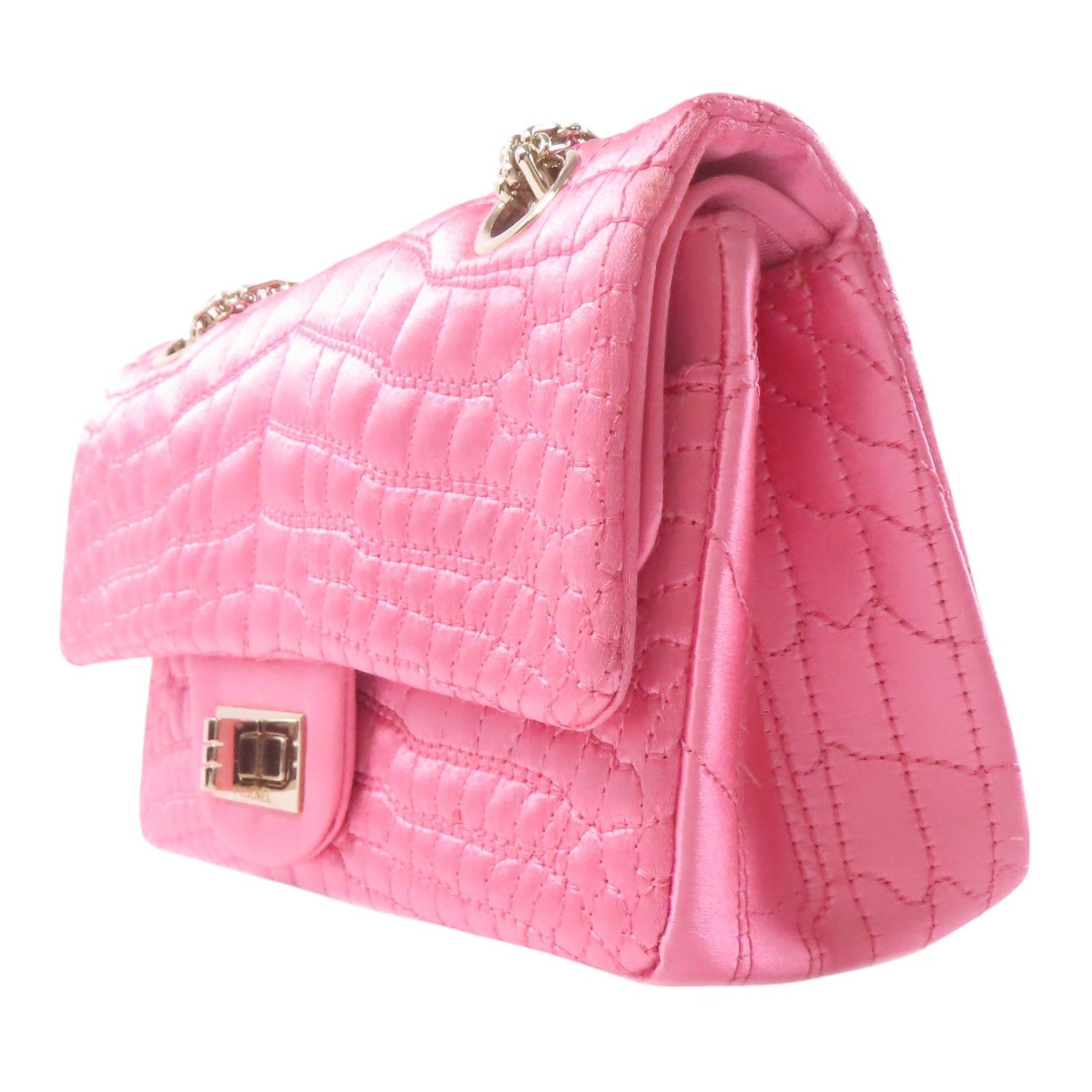 Chanel Classic Double Flap 20 Shoulder Baga Satin Pink