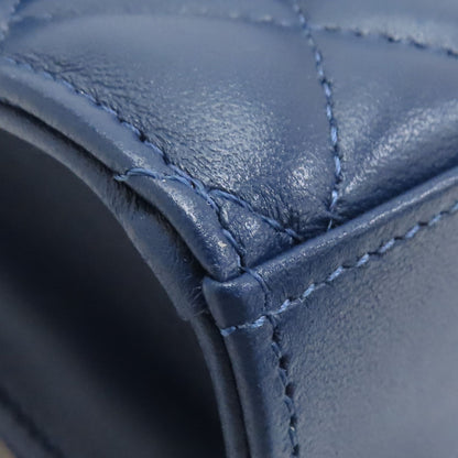 Chanel Top Handle Flap Clutch Chain Shoulder Bag Blue Quilted Lambskin