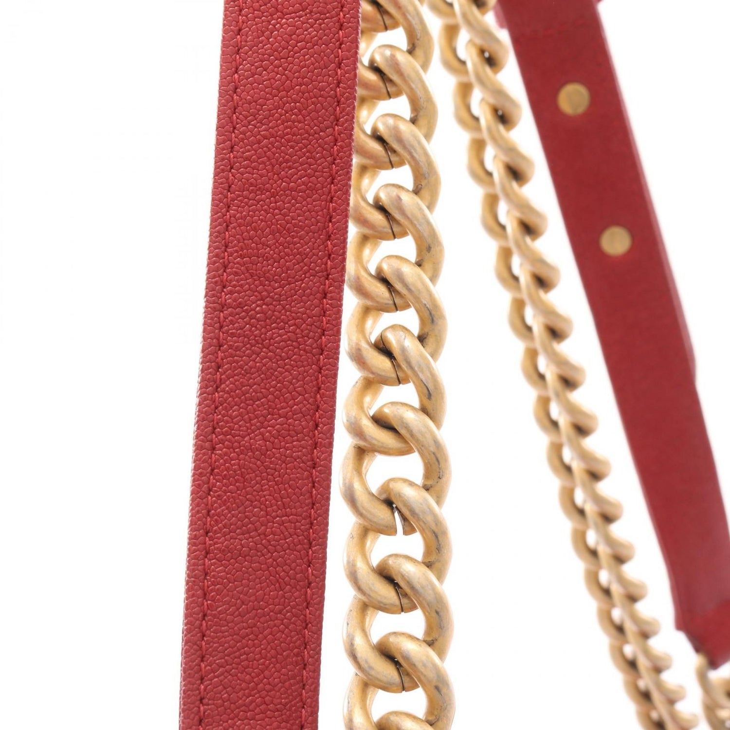 Chanel Red Boy Shoulder Bag Leather Grained Calfskin A 67086