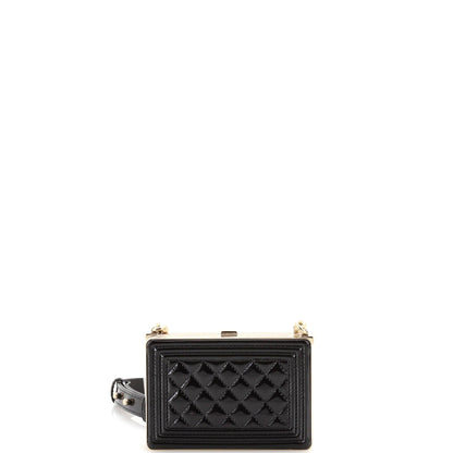 Chanel Boy Chain Box Minaudiere Quilted Patent