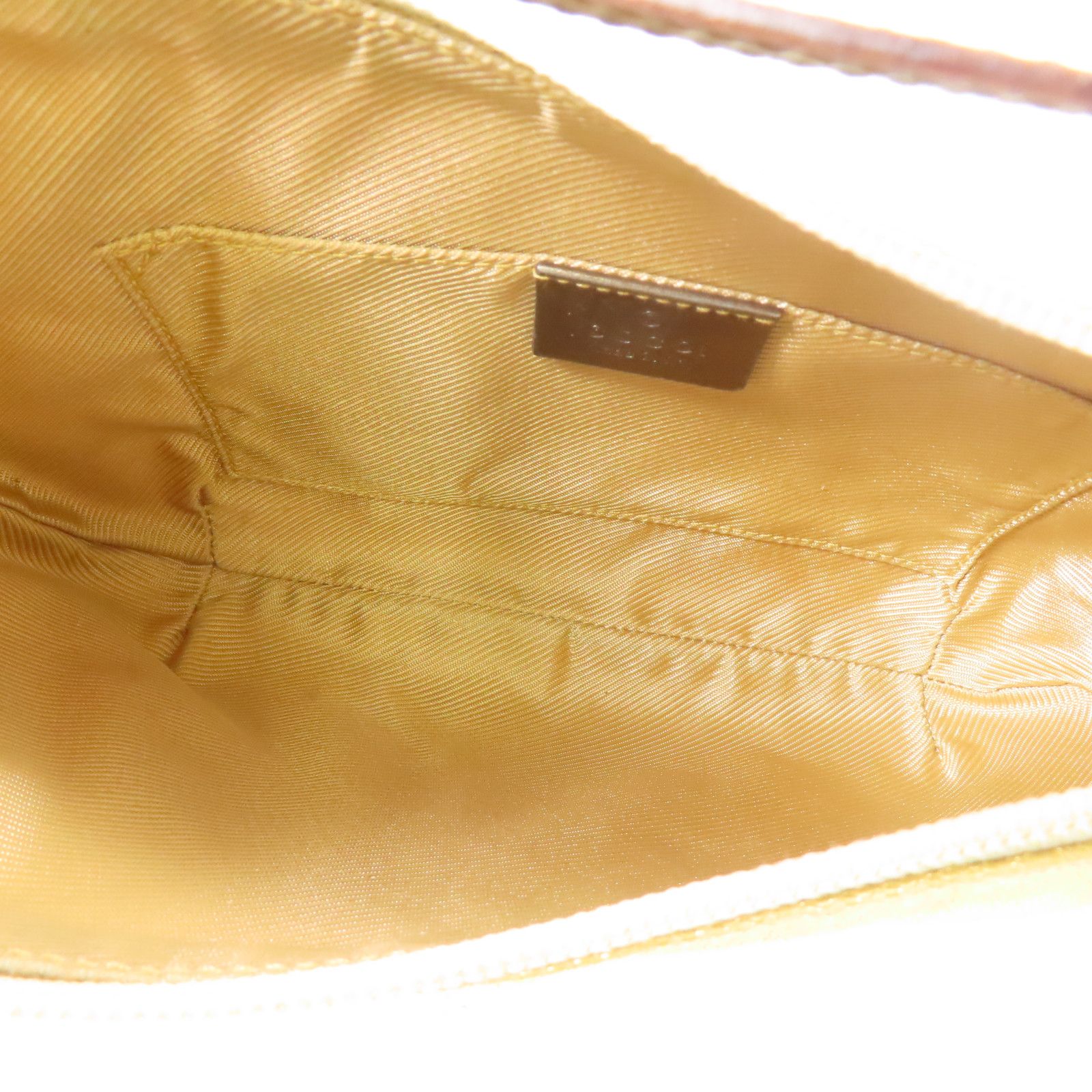 Gucci Canvas/leather Shoulder Bag Silver Shoulder Bag Golden Shoulder Bag Gold Gg Canvas 005.0813