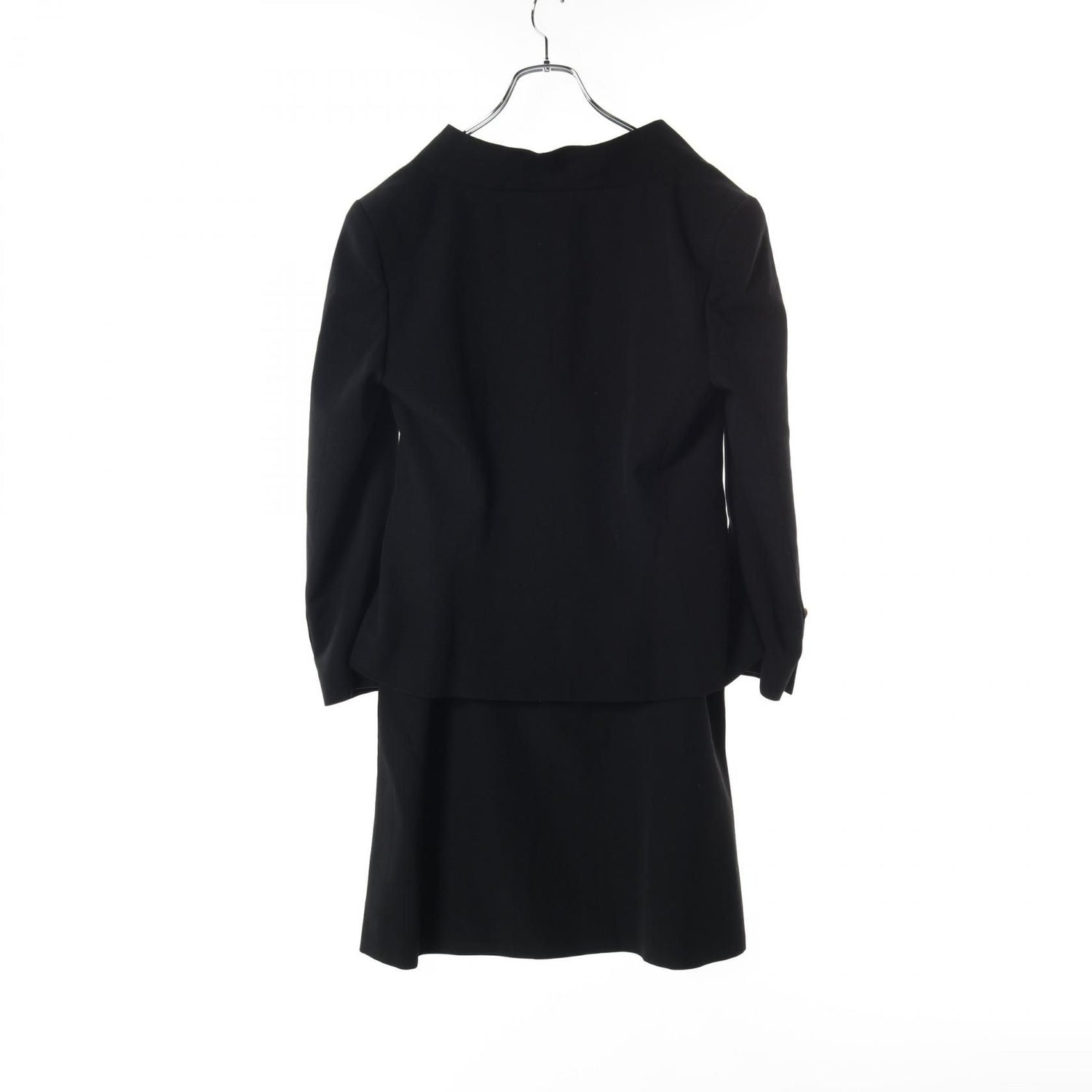 Chanel Coco Mark Button Jacket Skirt Set P 17768v 09938 Wool Black 