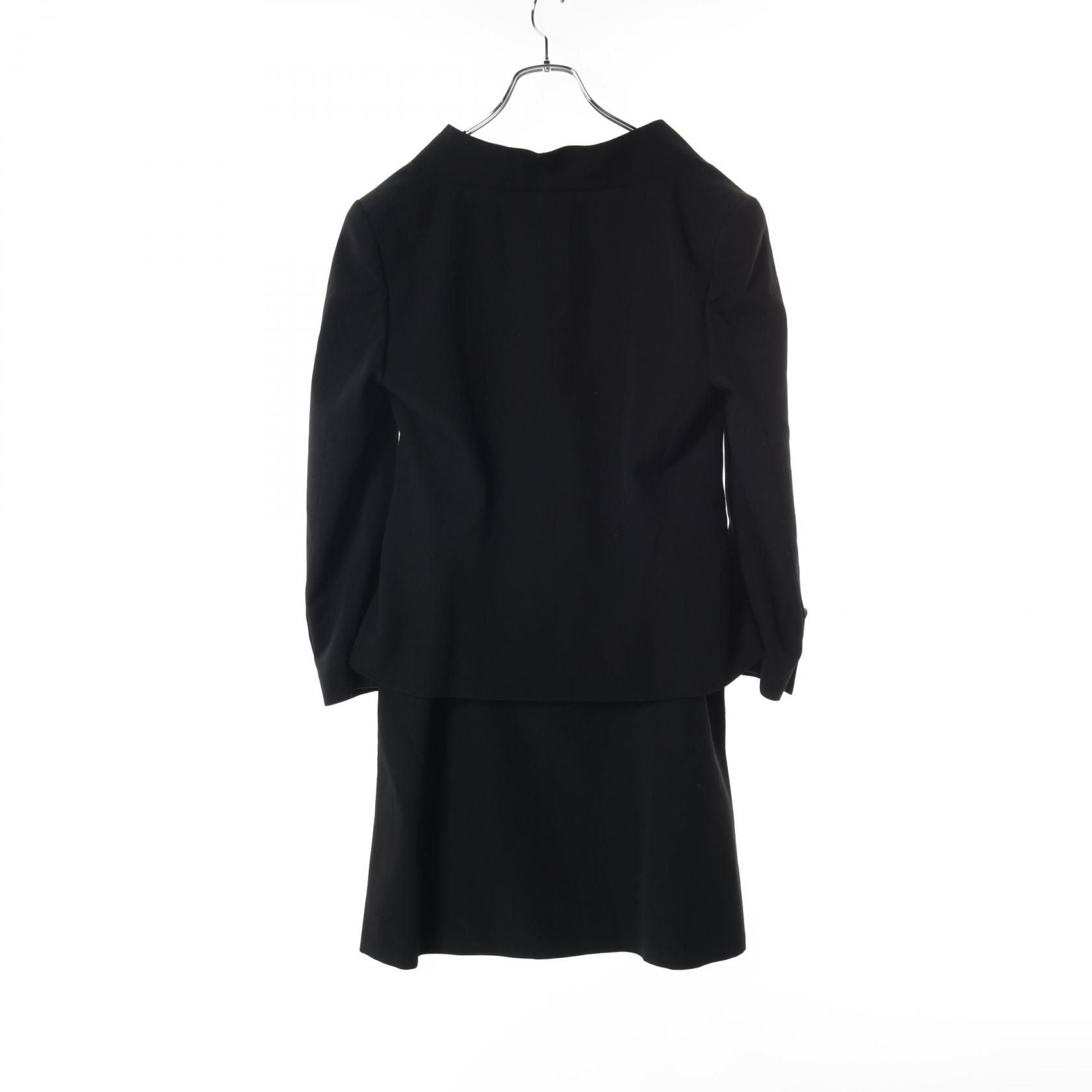 Chanel Coco Mark Button Jacket Skirt Set P 17768v 09938 Wool Black 