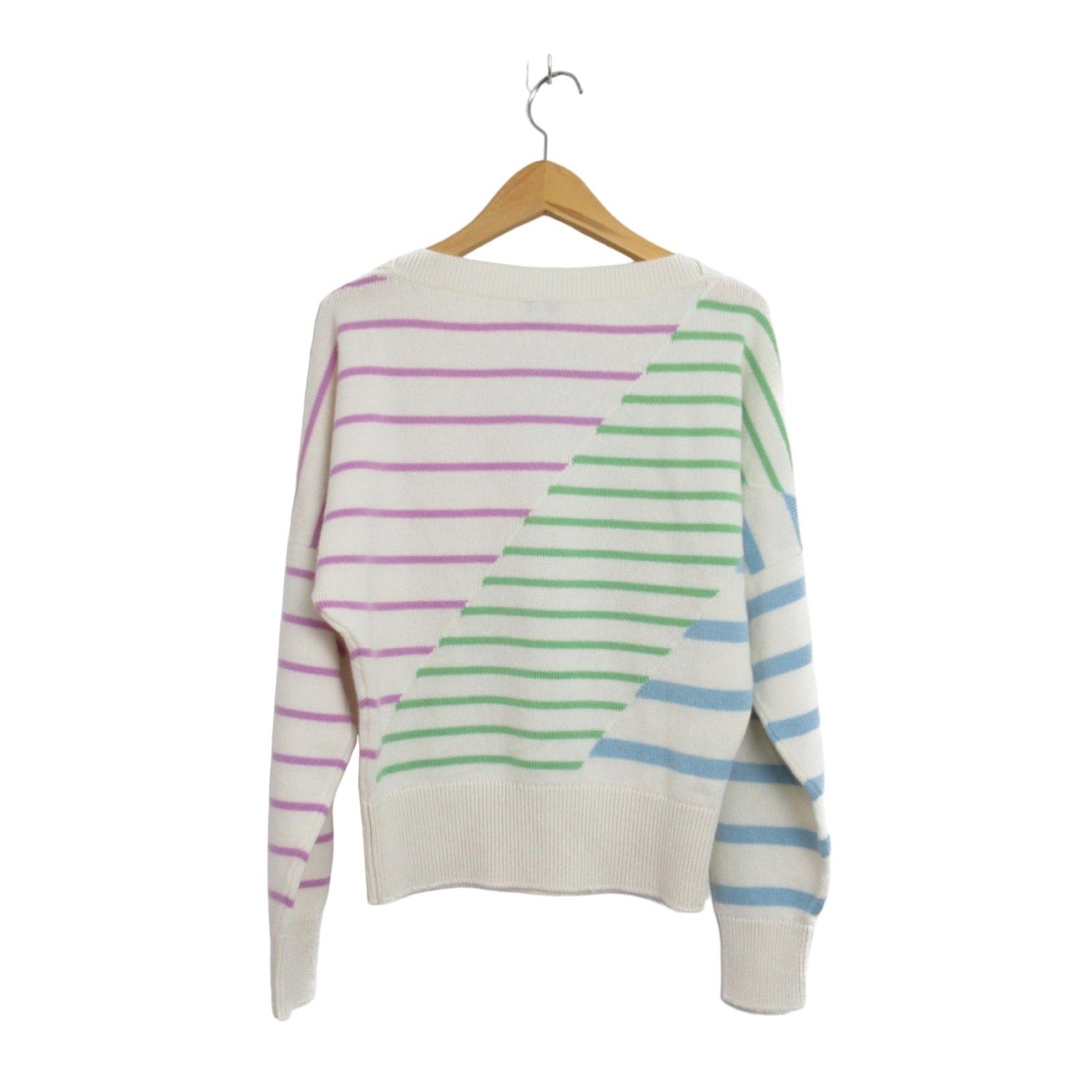 Chanel Striped Cashmere Sweater Knitwear White Multicolor 34