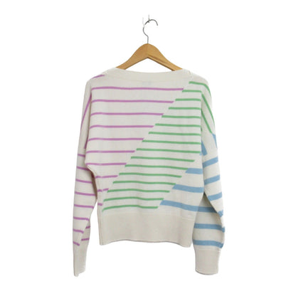 Chanel Striped Cashmere Sweater Knitwear White Multicolor 34