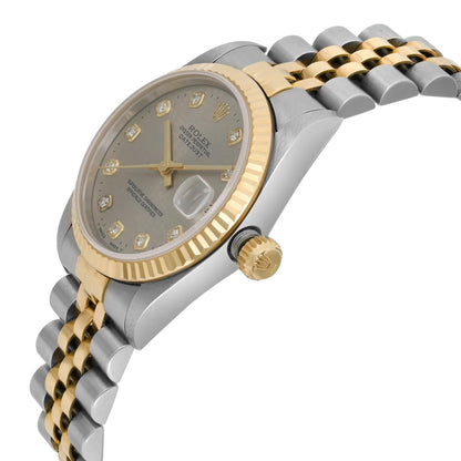 Rolex Datejust 31mm 18K Yellow Gold Steel Gray Jubilee Diamond Dial Watch 68273
