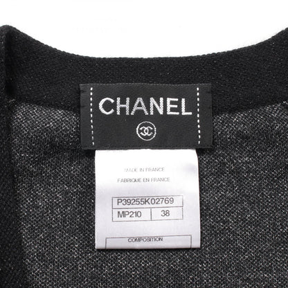 Chanel Coco Mark Button Cardigan P 39255k 02769 Cashmere Gray Black 