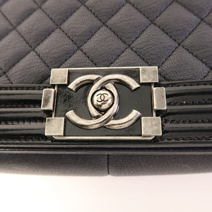 Chanel Black Cowhide Leather Crossbody Back Bag Calfskin (cowhide) Boy 28