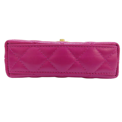 Chanel Matelasse Shoulder Handbag Calfskin Pink Gold Metal