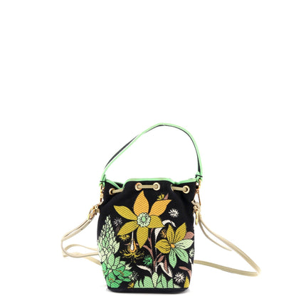 Fendi Mon Tresor Bucket Bag Embroidered Canvas Mini