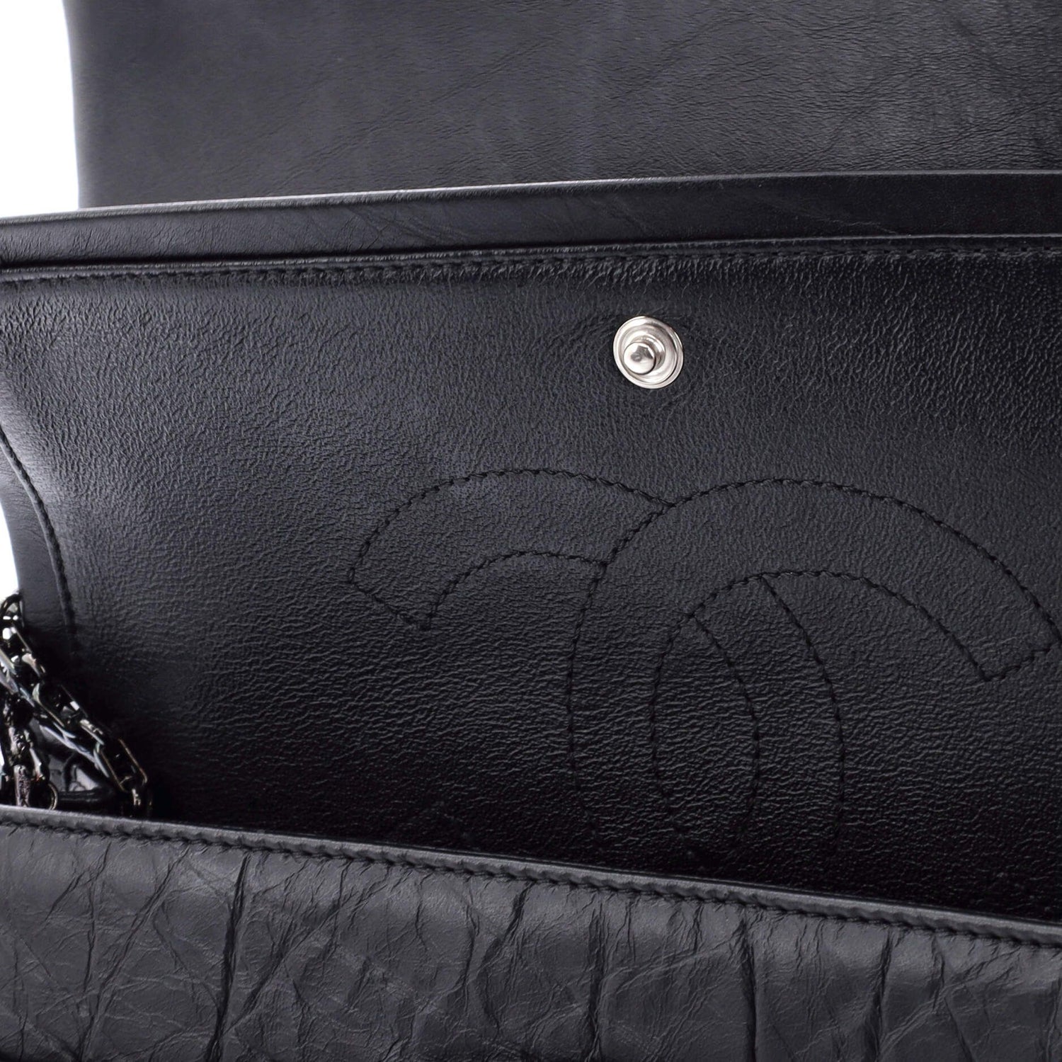 Chanel So Black Reissue 2.55 Flap Bag Chevron Aged Calfskin 225