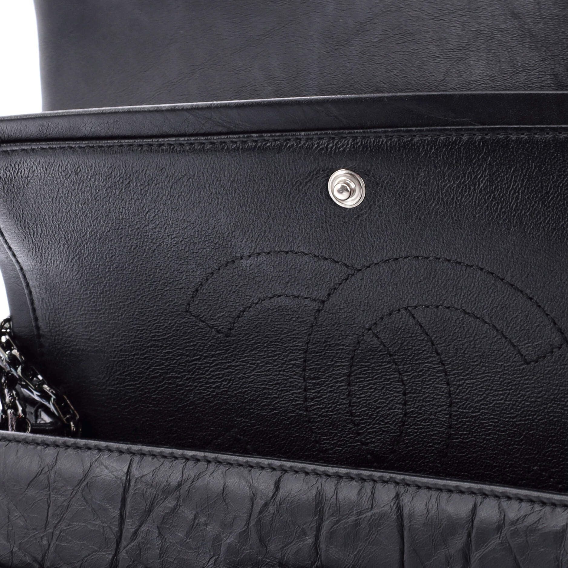 Chanel So Black Reissue 2.55 Flap Bag Chevron Aged Calfskin 225