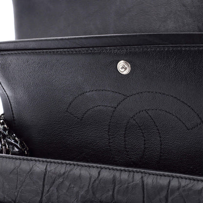 Chanel So Black Reissue 2.55 Flap Bag Chevron Aged Calfskin 225