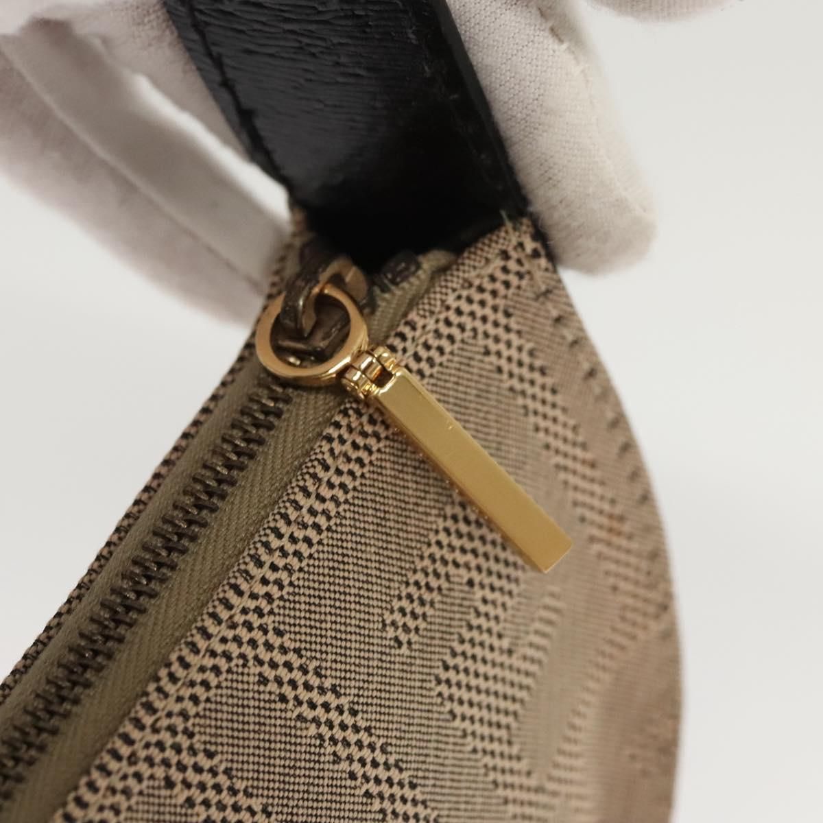 Fendi Zucca Canvas Accessory Pouch Beige Gold Auth