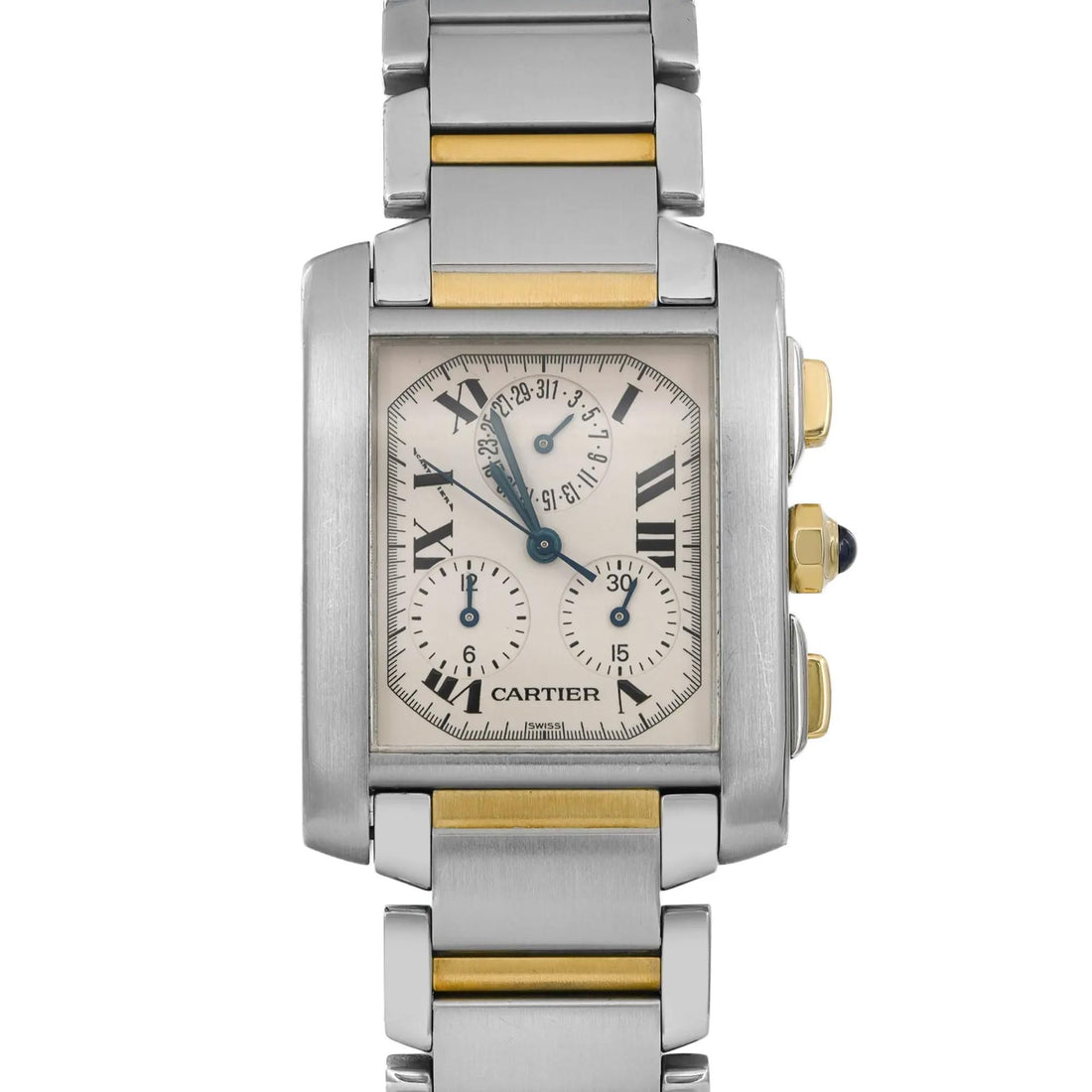 Cartier Tank Francaise Chronoflex Gold Steel Quartz Watch 2303 W51004Q4
