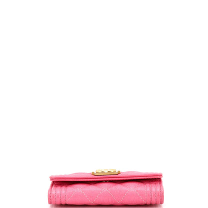 Chanel Boy Flap Card Case Quilted Caviar