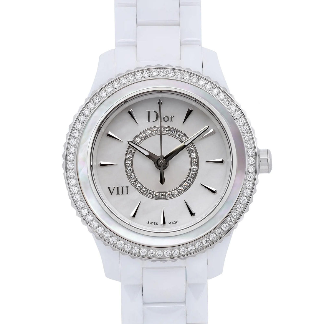 Christian Dior VIII 33mm Ceramic Diamond MOP Dial Ladies Watch CD1231E4C001
