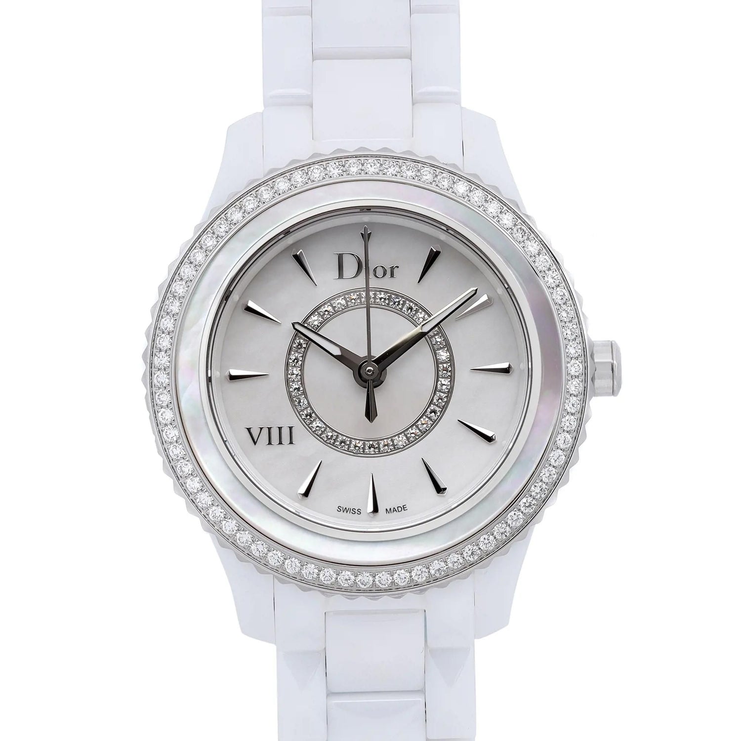 Christian Dior VIII 33mm Ceramic Diamond MOP Dial Ladies Watch CD1231E4C001