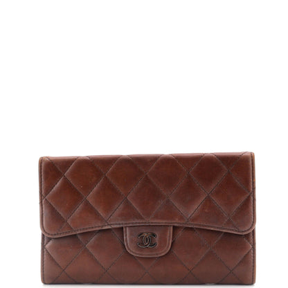 Chanel Trifold Classic Flap Wallet Quilted Lambskin