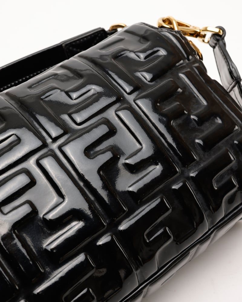 Fendi Large Patent FF Embossed Baguette Bag