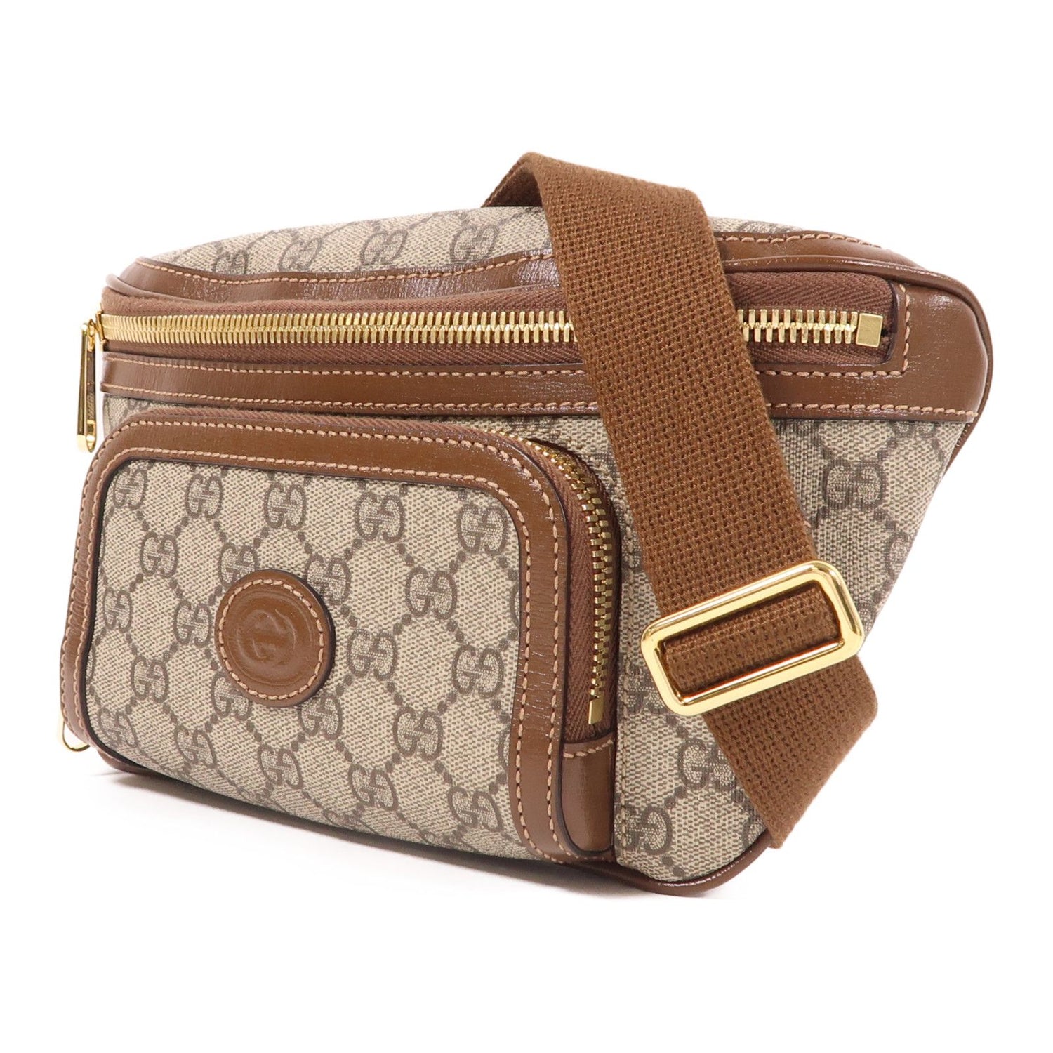Gucci GG Supreme Monogram Textured Calfskin Retro Interlocking G Belt Bag