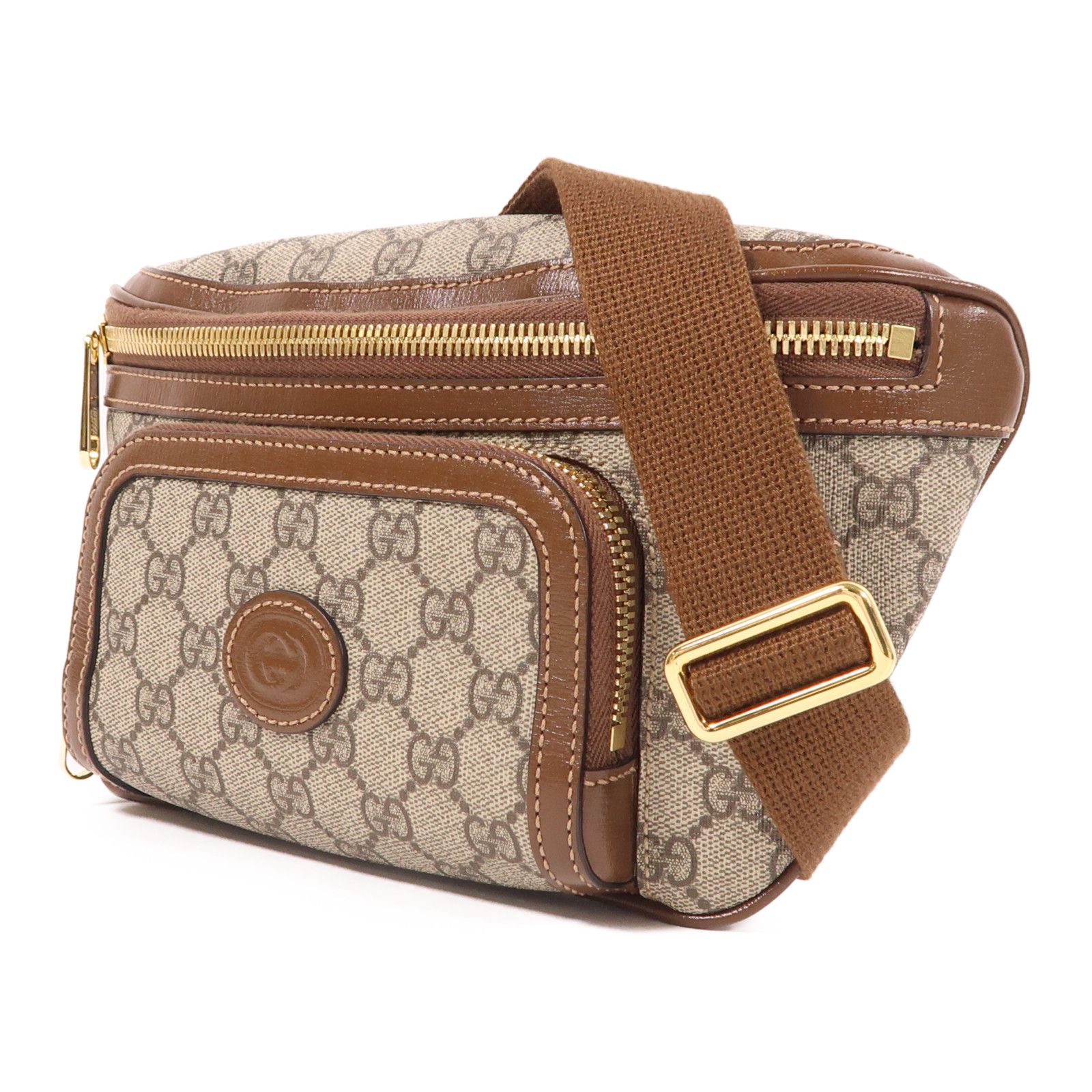 Gucci GG Supreme Monogram Textured Calfskin Retro Interlocking G Belt Bag