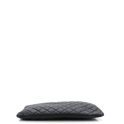 Chanel O Case Clutch Quilted Caviar Large