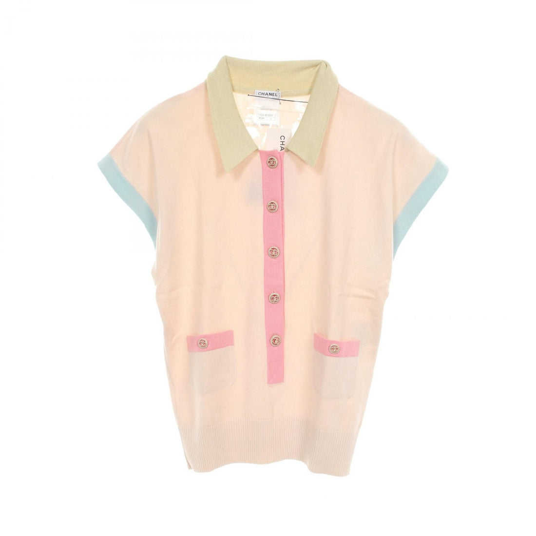 Chanel Pink Multicolor Coco Mark Button Knit Cashmere P 40309 K 02897