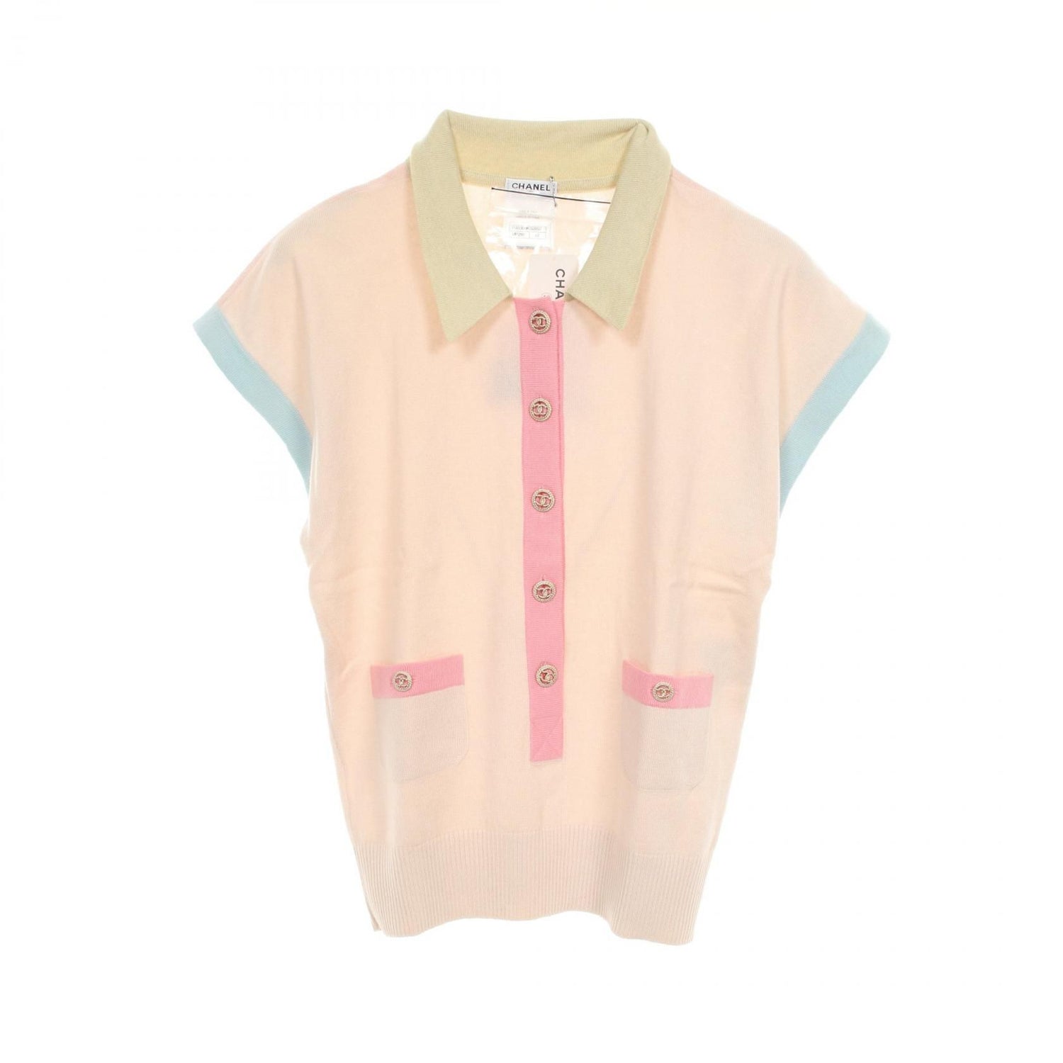 Chanel Pink Multicolor Coco Mark Button Knit Cashmere P 40309 K 02897